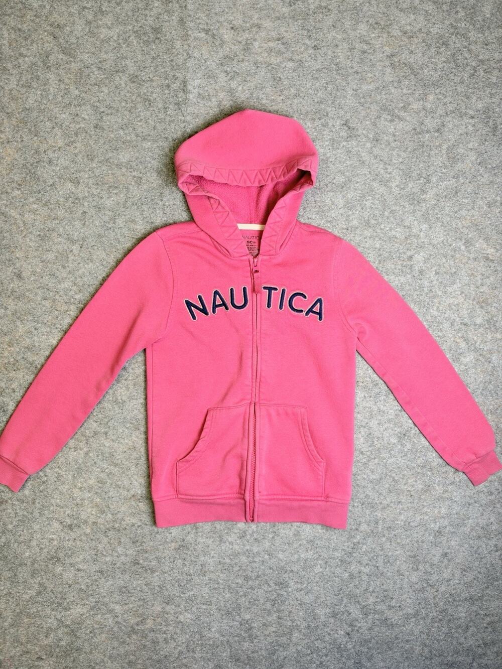 Nautica Pink Full-Zip Hoodie Sweatshirt Girls Size S/C (8)